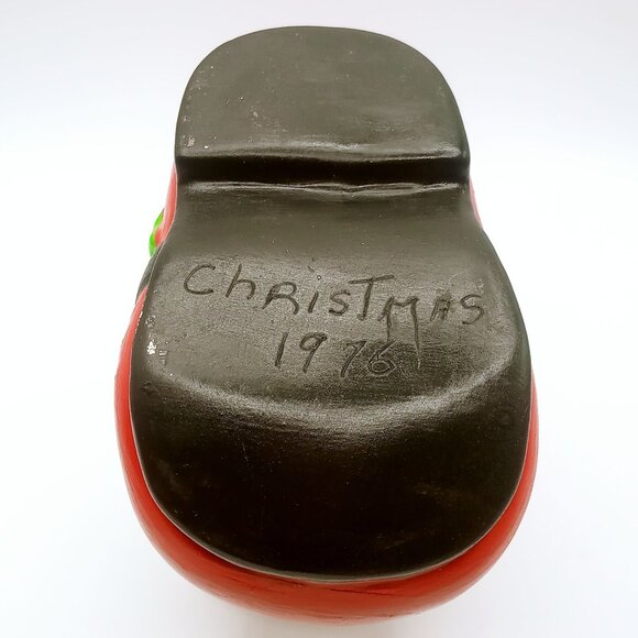 Vintage 1976 Christmas Santa Boot Planter Ceramic Hand Painted Decorative Shoe - Picture 8 of 12
